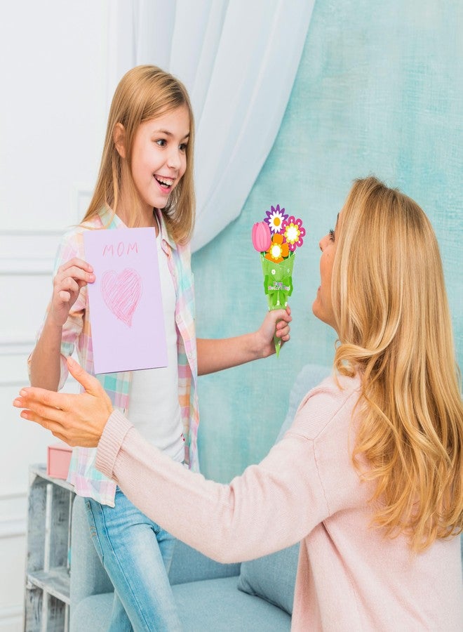 80UncleKimby 30PCS Mothers Day Crafts for Kids Flower Bouquet Kit DIY Teacher Appreciation Week Thankful Gift School Classroom Activities(Green Blue Purple Paper) - Image 5